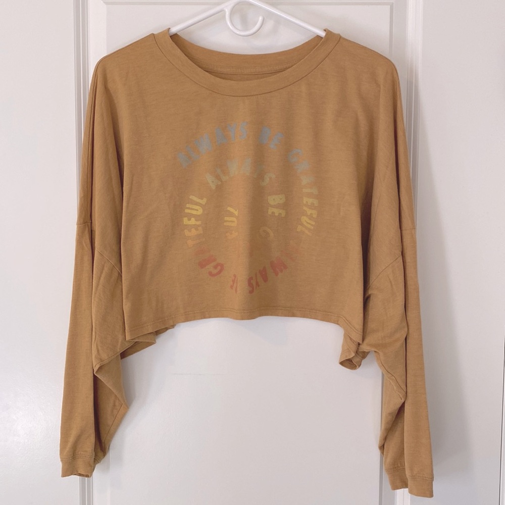 American Eagle Long Sleeve Oversized Crop Top sz XS Woman’s Grateful Mustard
